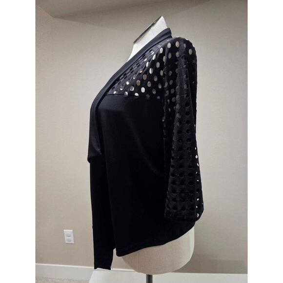 Clara Sunwoo Black Open Front Cardigan With Laser Cut Sleeves & Back Panel Women - Picture 4 of 8